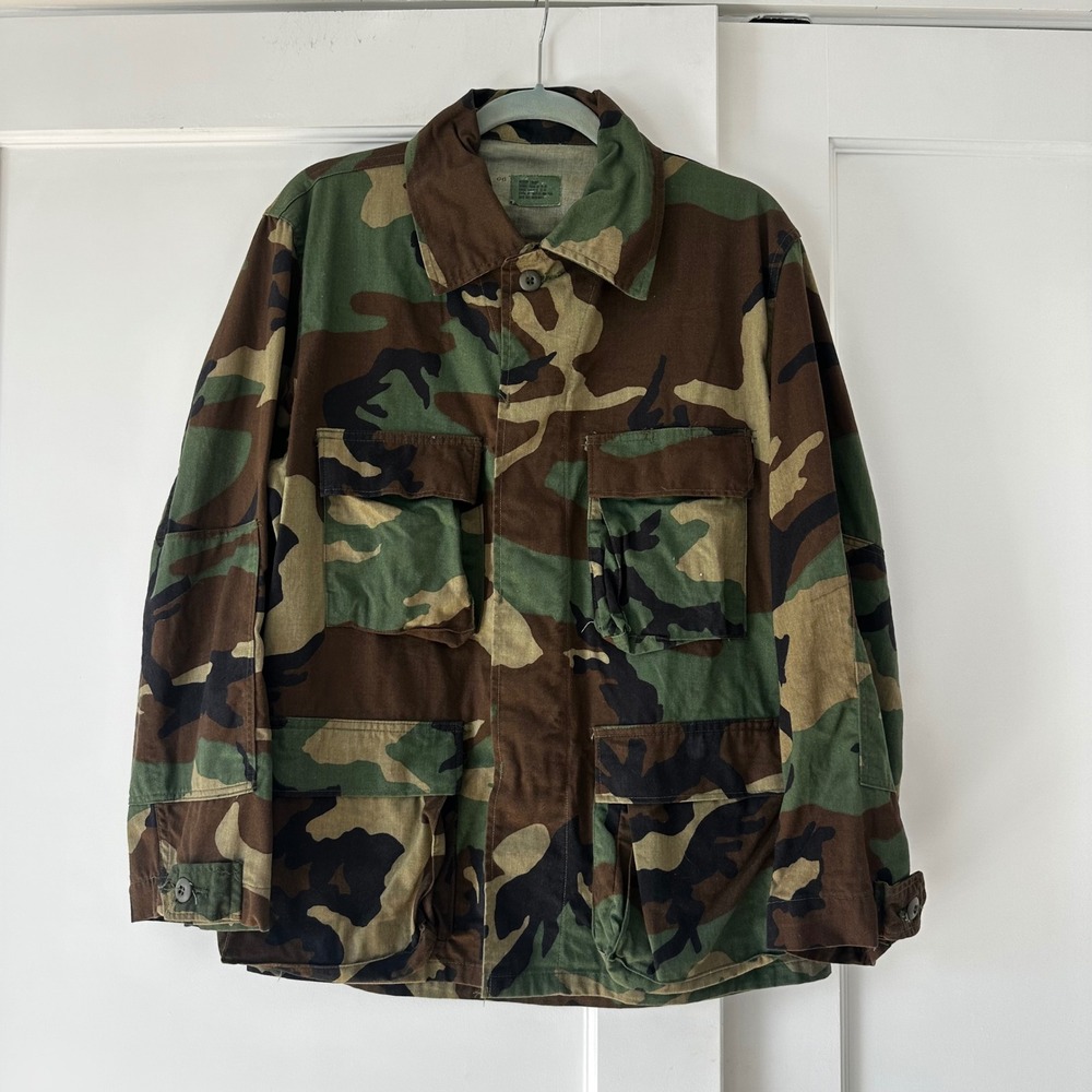Vintage US Military M65 Woodland Camo Field Jacket Men M Short Army Coat W L